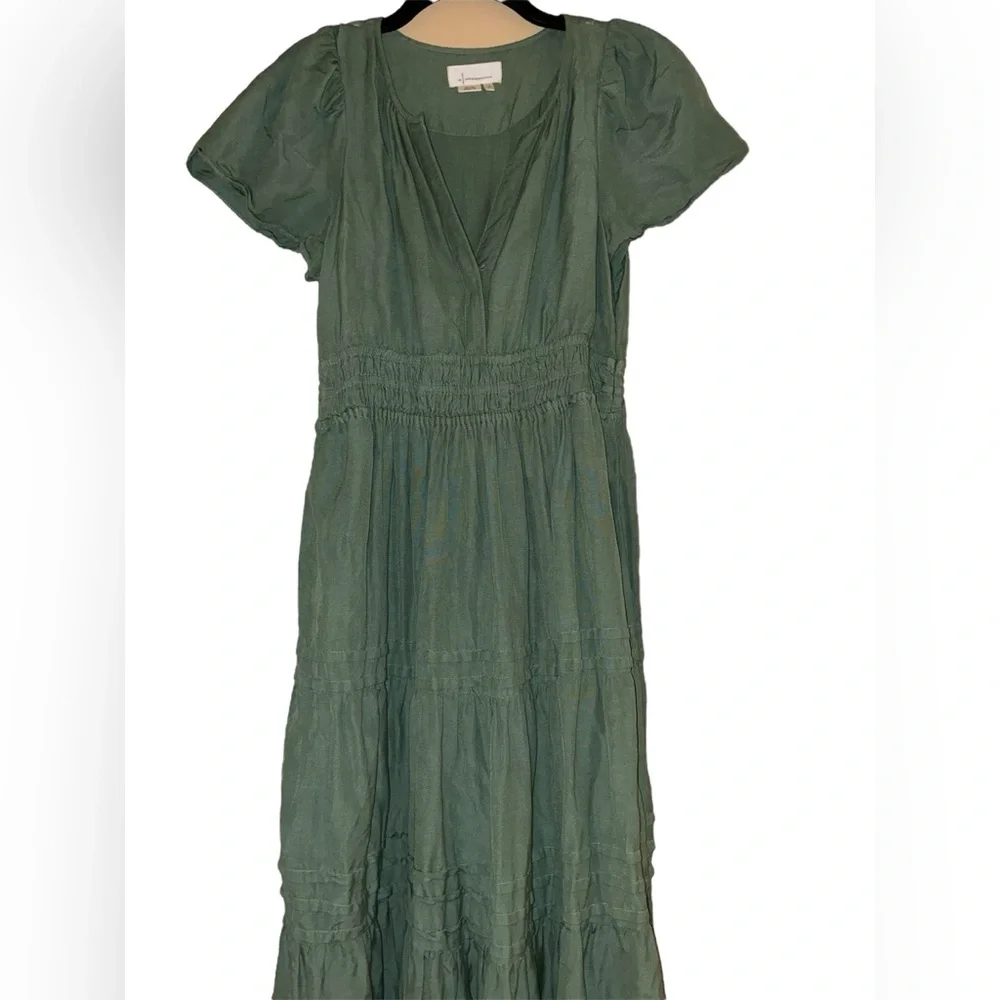 Anthropologie Somerset Linen Blend Maxi Dress in Sea Foam Green Size Medium - Picture 4 of 7